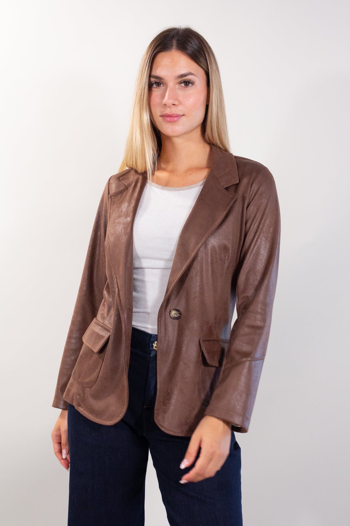 ECO-LEATHER JACKET WITH POCKETS