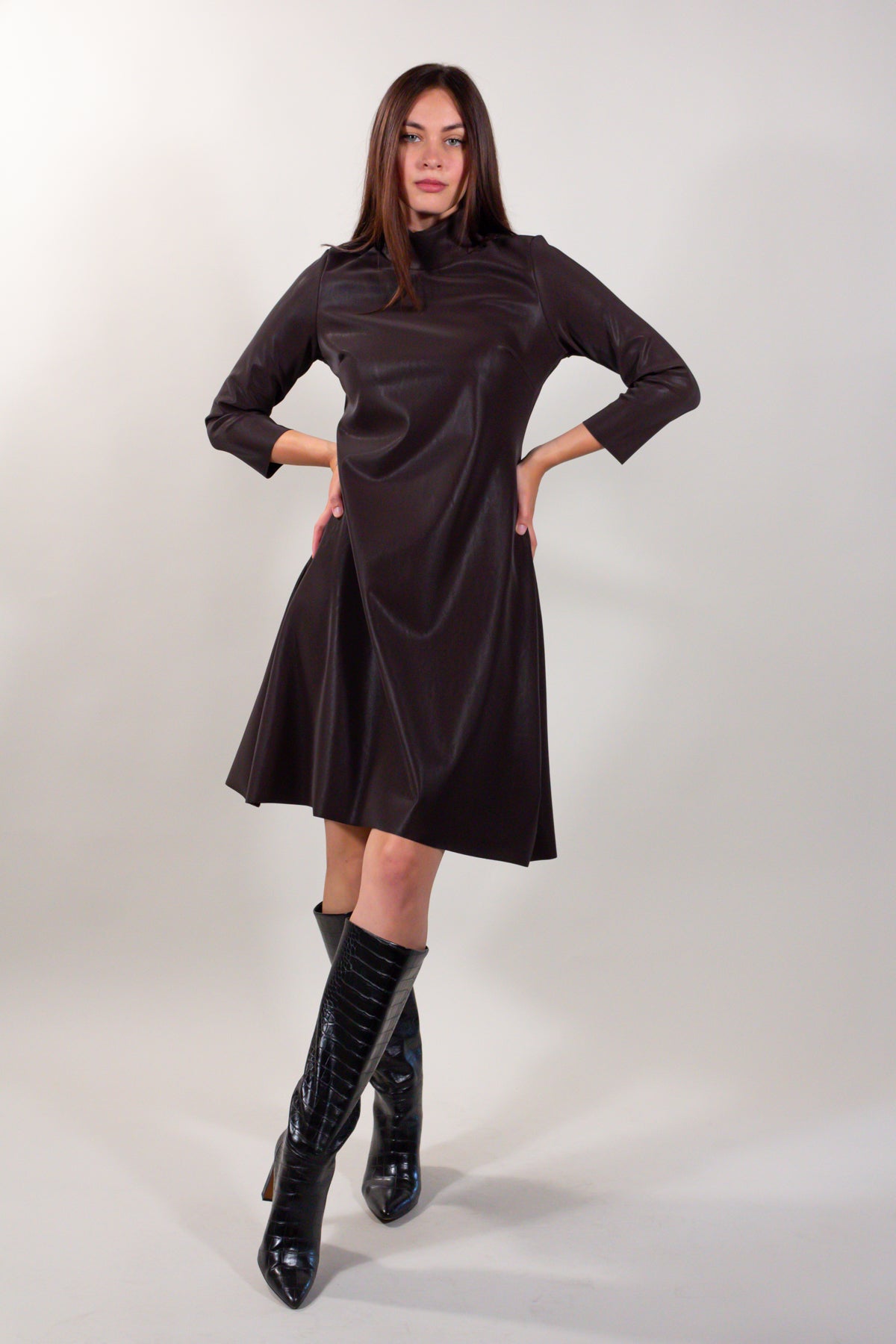 RUBBERED ECO-LEATHER DRESS