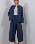 PANTALONE CROPPED CUCITURA JEANS