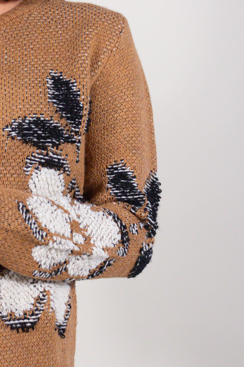 MAGLIA FIORI PUNTO PELLICCIA