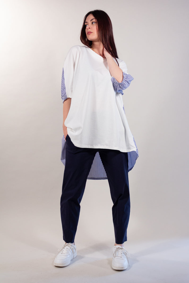 MAGLIA MAXI OVER TINTA UNITA + RIGHE