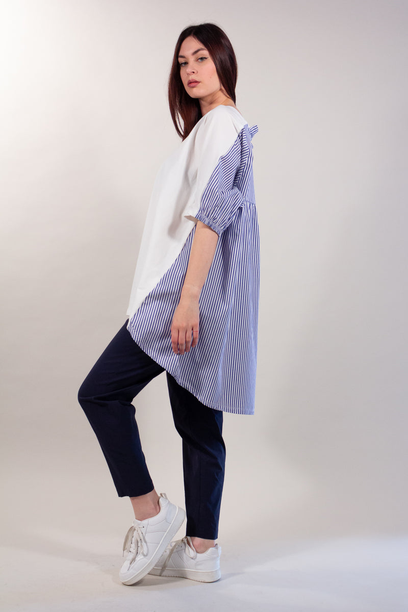 MAGLIA MAXI OVER TINTA UNITA + RIGHE