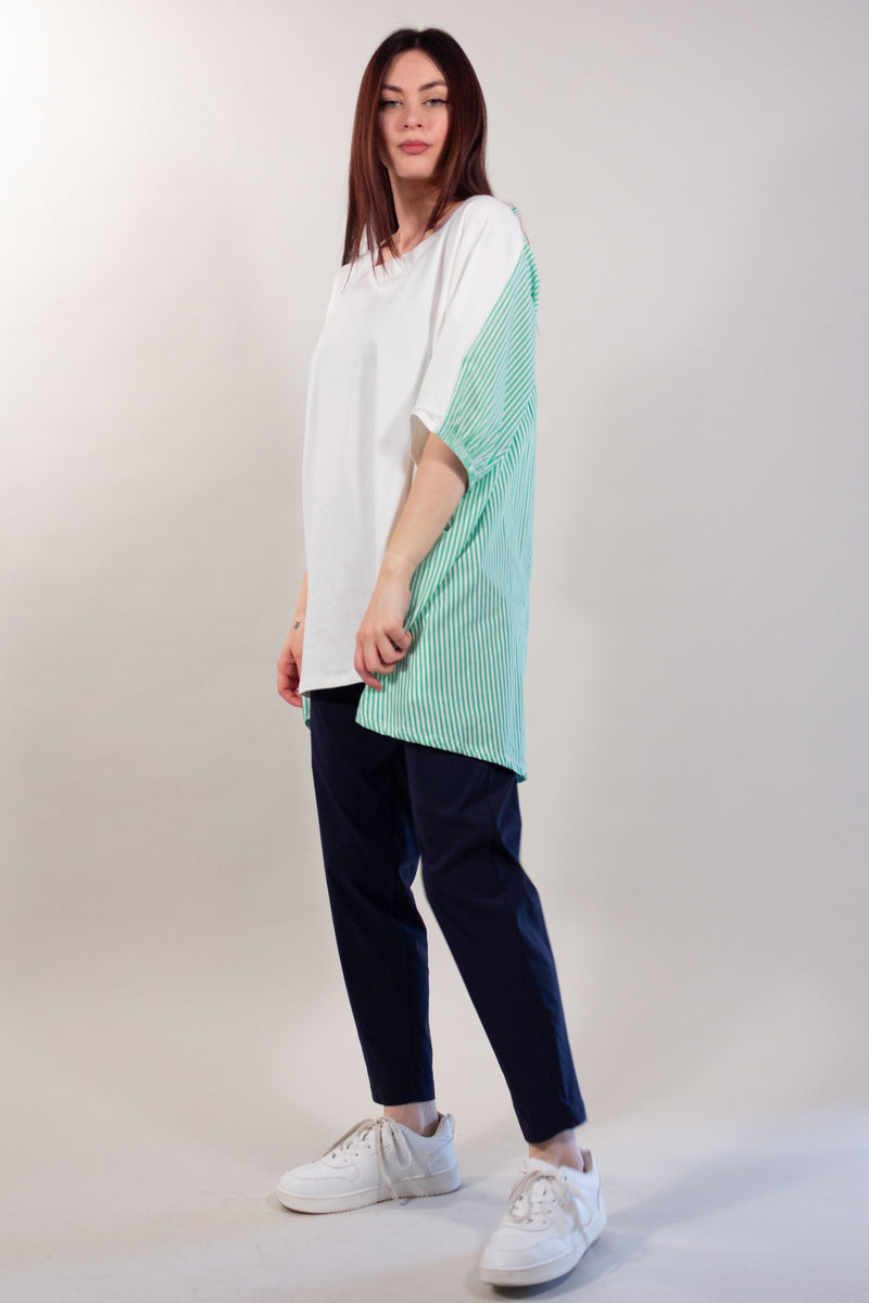 MAGLIA MAXI OVER TINTA UNITA + RIGHE