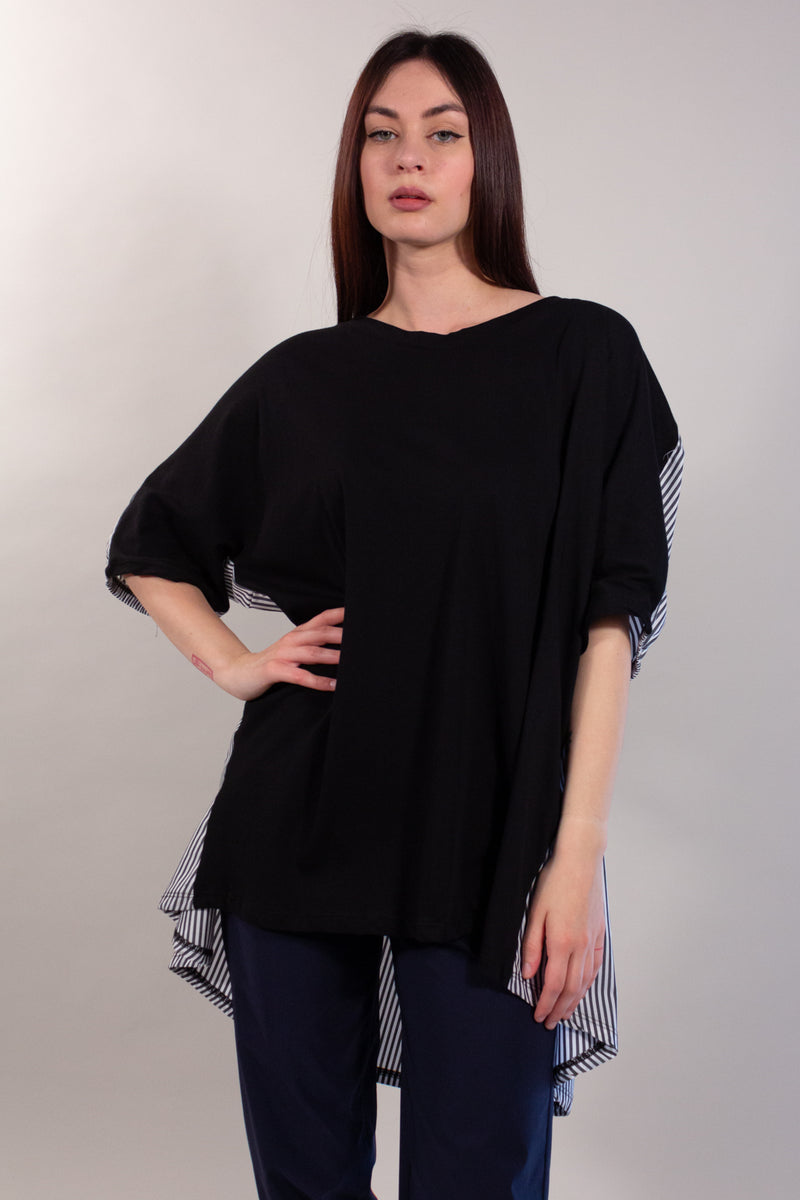 MAGLIA MAXI OVER TINTA UNITA + RIGHE