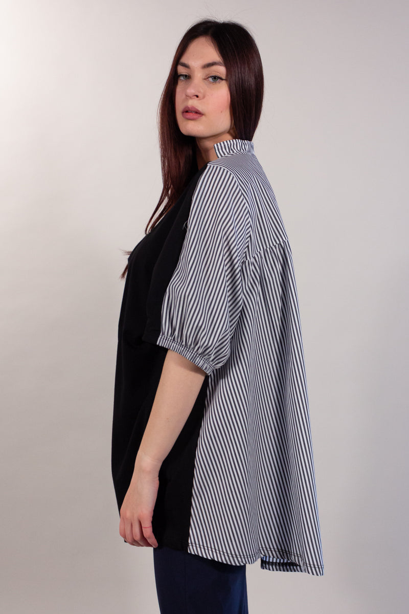 MAGLIA MAXI OVER TINTA UNITA + RIGHE